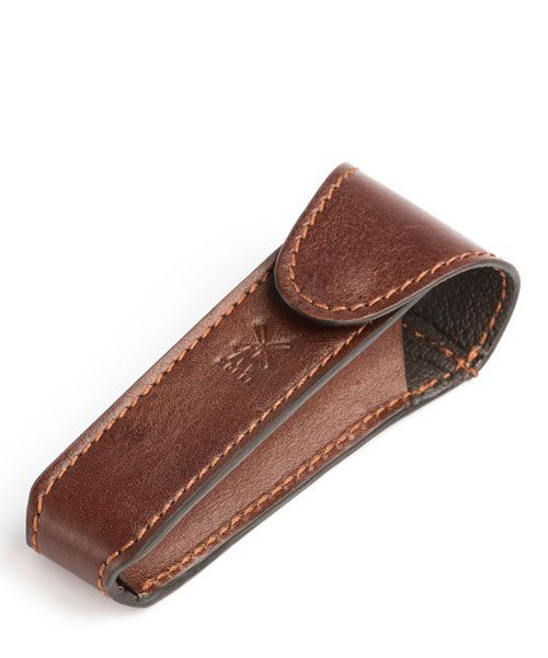 Дорожный чехол для Т-образной бритвы MUEHLE, коричневая кожа