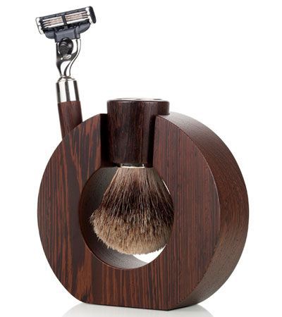 Бритвенный набор Mondial: станок, помазок, подставка; дерево Венге