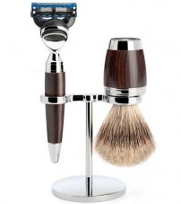 Бритвенный набор MUEHLE STYLO, африканское черное дерево, барсучий ворс категории Fine, бритва Fusion