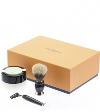 Бритвенный набор Mondial: станок MACH3, помазок, крем для бритья Tabacco verde, цвет черный GB-FIZ-BL-STK-M3-T