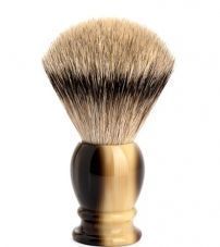 Помазок MUEHLE CLASSIC, барсучий ворс высшей категории Silvertip, смола, цвет рога, размер S