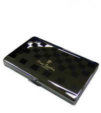 Портсигар Pierre Cardin, сплав цинка, покрытие хром с гравировкой + матовый черный лак, расчитан на 7 стандартных сигарет