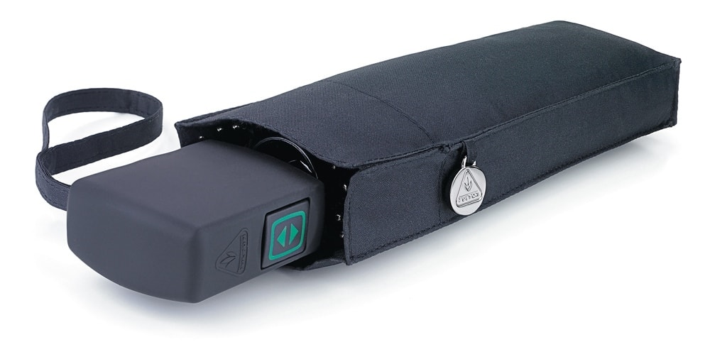 Плоский черный мужской зонт, автомат, OpenClose-17, Fulton G819-01