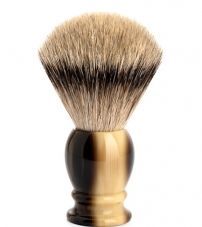Помазок MUEHLE CLASSIC, барсучий ворс высшей категории Silvertip, смола, цвет рога, размер M