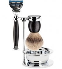 Бритвенный набор MUEHLE SOPHIST, африканское черное дерево, барсучий ворс Silvertip, бритва Fusion, чаша