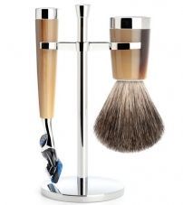 Бритвенный набор MUEHLE LISCIO, смола, цвет рога, натуральный барсучий ворс, бритва Fusion