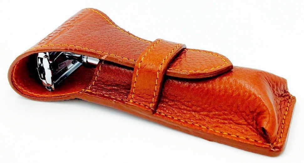 Кoжаный чехол для Т-бритвы PARKER коричневый, LP3