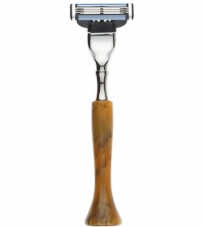 Станок для бритья IL Ceppo, MACH3, каучуковая смола, рукоять - желтый цвет, имитация мрамора