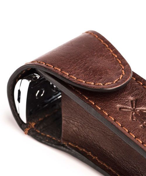 Дорожный чехол для Т-образной бритвы MUEHLE, коричневая кожа