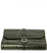 Кожаная дорожная косметичка ролл / Зеленый крокодил Truefitt & Hill