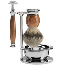 Бритвенный набор MUEHLE SOPHIST, железное дерево, барсучий ворс Silvertip, Т-образная бритва, чаша