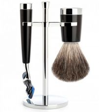 Бритвенный набор MUEHLE LISCIO, черная смола, натуральный барсучий ворс, бритва Fusion