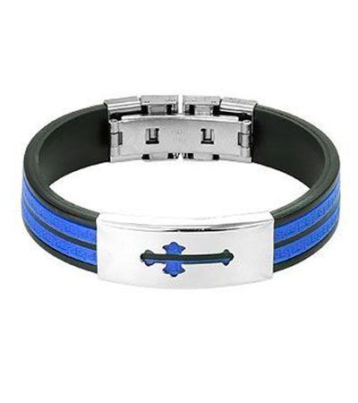 Браслет двухцветный из каучука с крестом Spikes