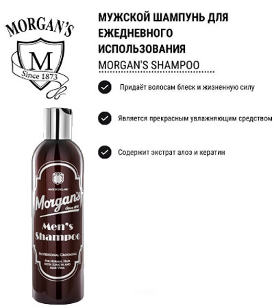 Мужской шампунь для ежедневного использования MORGAN'S 250мл. (Алоэ Вера)