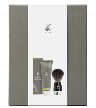 Подарочный набор для бритья MUEHLE, крем для бритья Алоэ Вера, черный помазок RYTMO с ворсом из фибры