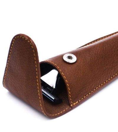 Кожаный чехол для Mach3/Fusion, коричневый Parker Shaving LP2 -19см.