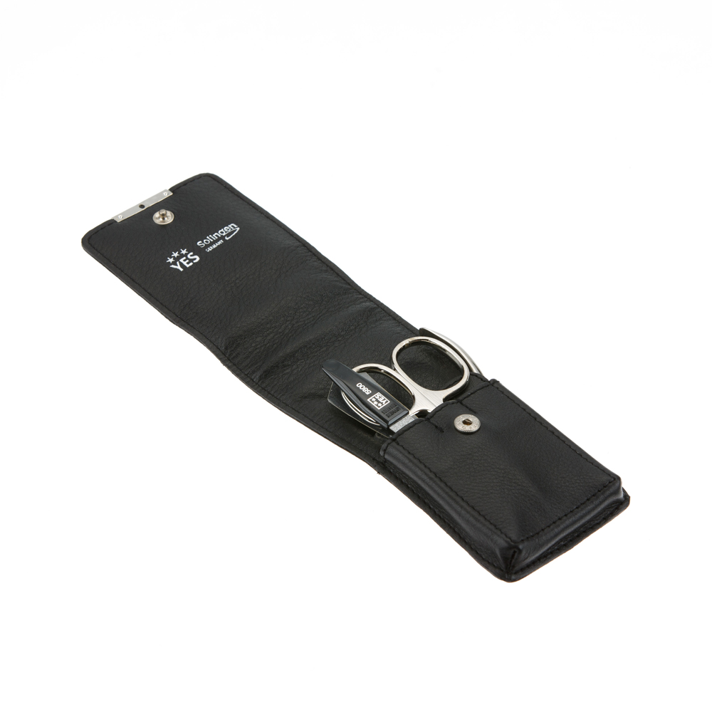 Маникюрный набор YES, 4 пр. 9233 Футляр: натуральная кожа, цвет черный