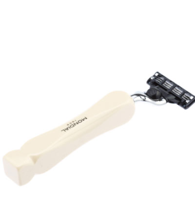 Станок для бритья Mondial, MACH3, каучуковая смола, никелированная латунь, рукоять - цвет слоновой кости