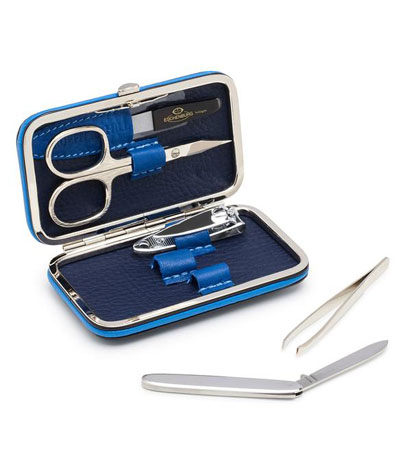 Маникюрный набор из 5 предметов в сине/голубом футляре Truefitt & Hill под кожу крокодила