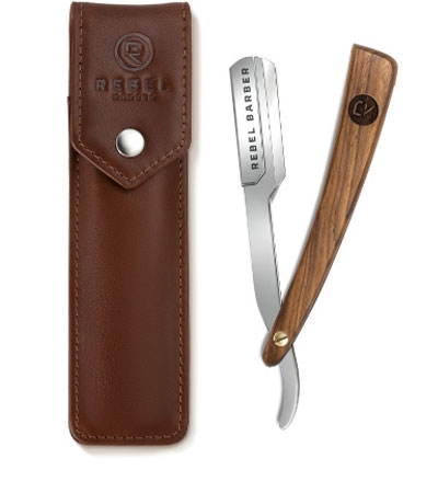 Опасная бритва со сменным лезвием REBEL BARBER Luxury с кожаным чехлом