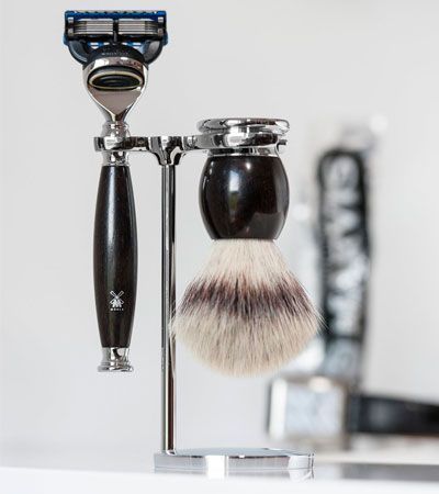 Бритвенный набор MUEHLE SOPHIST, африканское черное дерево, барсучий ворс Silvertip, бритва Mach3