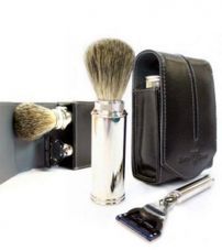 Дорожный бритвенный набор Mach 3 Edwin Jagger (Black Leather)