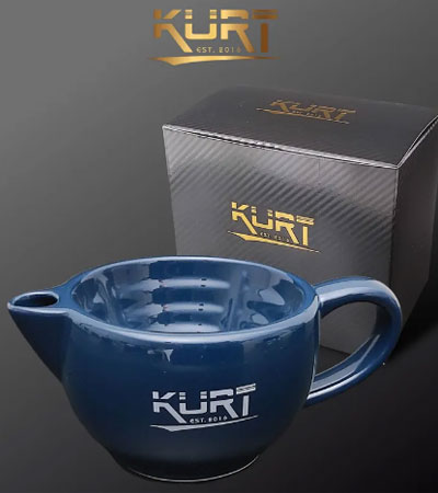 Скаттл керамический для бритья двухконтурный с ручкой синего цвета, K_40057 KURT