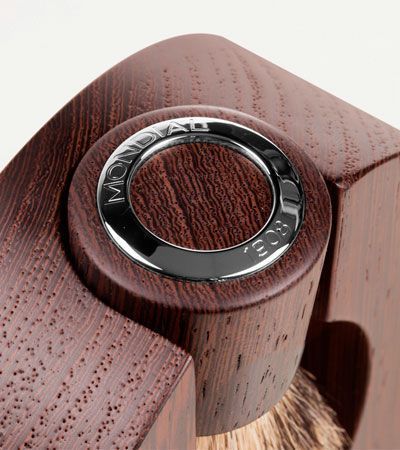 Бритвенный набор Mondial: станок, помазок, подставка; дерево Венге