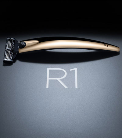 Подарочный набор Bolin Webb R1, бритва R1 золотая, подставка R1 черная