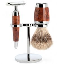 Бритвенный набор MUEHLE STYLO, туя, барсучий ворс категории Fine, Т-образная бритва
