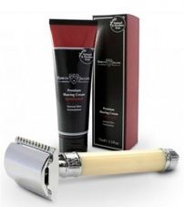 Подарочный набор Edwin Jagger бритва цвета слоновой кости и крем для бритья сандал