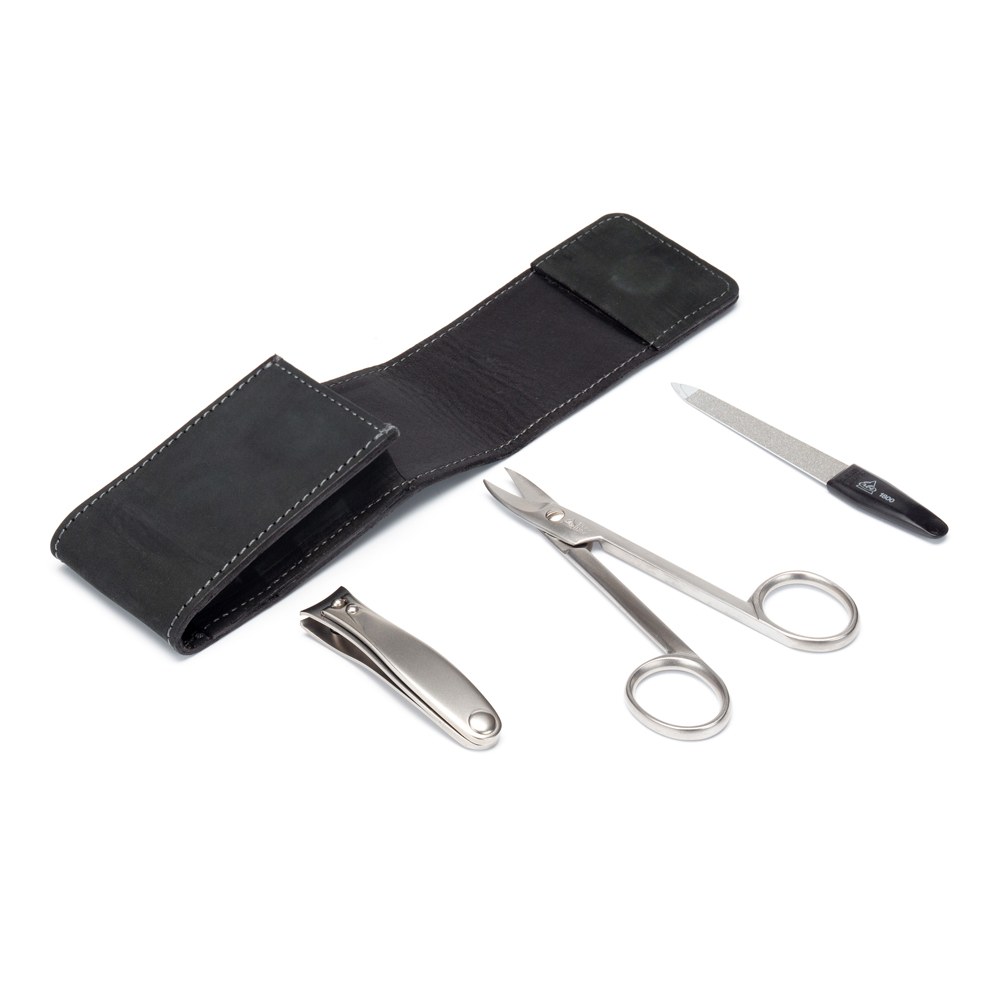 Маникюрный набор Erbe, 3пр. Футляр: натур.кожа, цвет черный