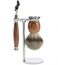 Бритвенный набор MUEHLE SOPHIST, железное дерево, барсучий ворс высшей категории Silvertip, бритва Fusion