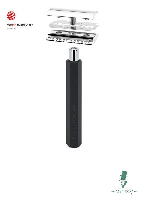 Бритвенный набор MUEHLE HEXAGON, графит, барсучий ворс высшей категории Silvertip, Т-образная бритва