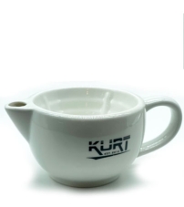 Скаттл керамический для бритья двухконтурный с ручкой белого цвета, K_40057 KURT