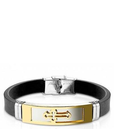 Браслет с крестом на пластине Spikes