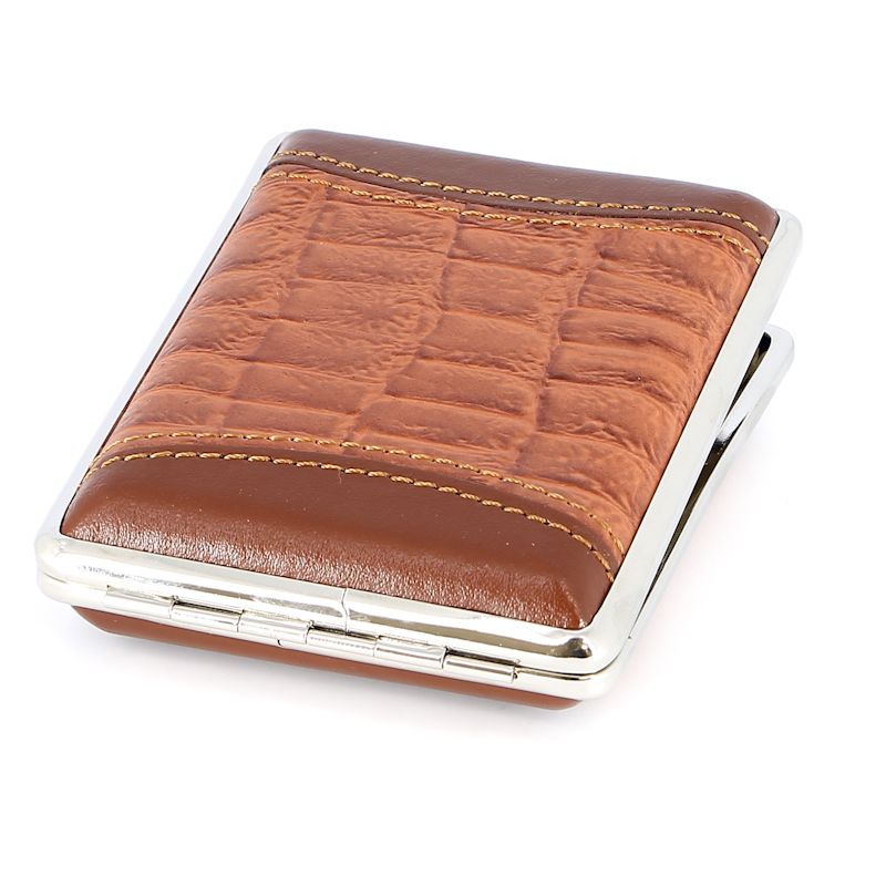 Портсигар коричневый с рисунком S.QUIRE