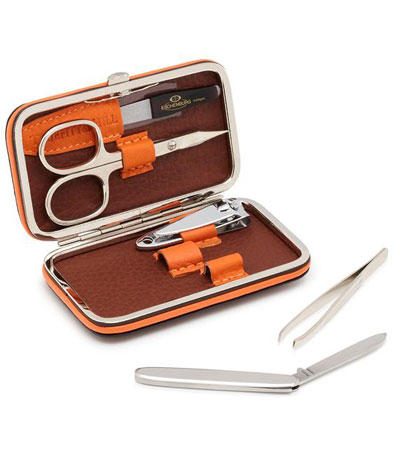 Маникюрный набор из 5 предметов в светло-коричневом футляре Truefitt & Hill под кожу крокодила