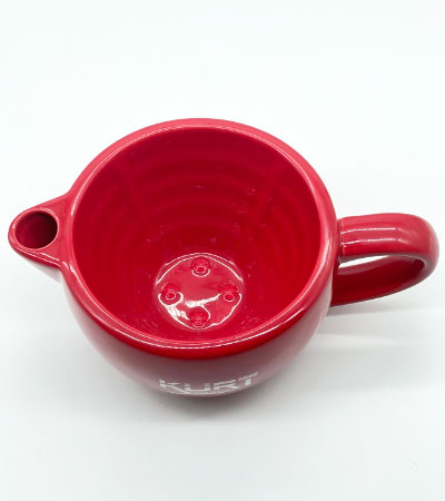 Скаттл керамический для бритья двухконтурный с ручкой красного цвета, K_40057 KURT