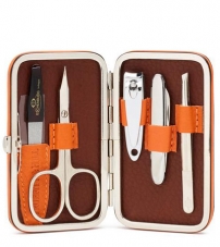 Маникюрный набор из 5 предметов в светло-коричневом футляре Truefitt & Hill под кожу крокодила