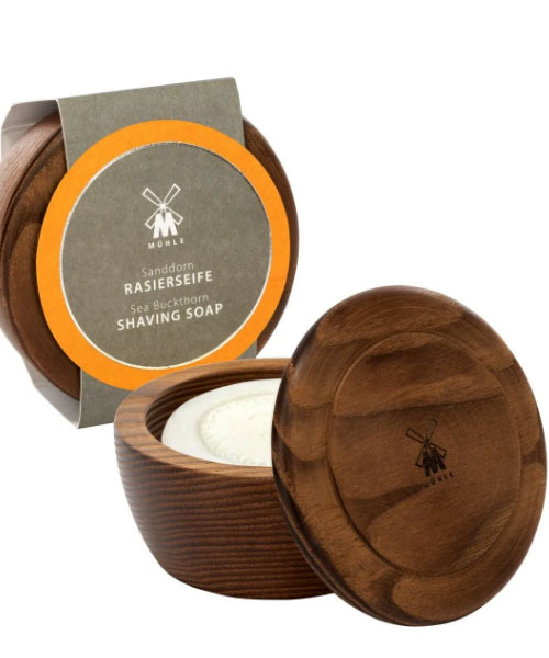 Твердое мыло для бритья MUEHLE в деревянной чаше, Облепиха, 65 гр