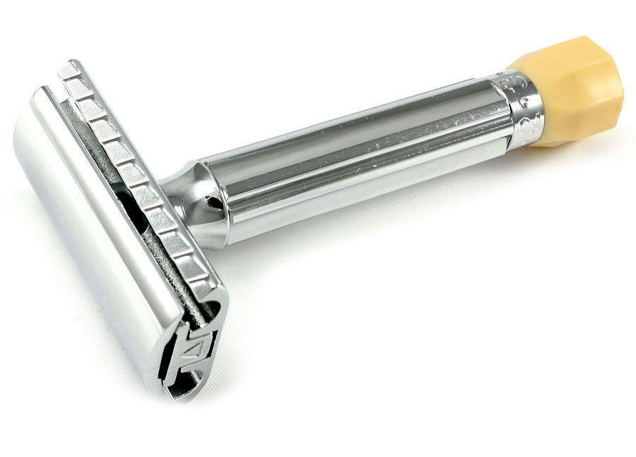 Станок Т- образный для бритья MERKUR-500С хромированный, с регулировкой угла наклона лезвия, лезвие в комплекте (1 шт)