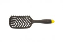 Щетка массажная DEWAL "BANANA black" прямоугольная продувная, пл.штифт+нат. щетина, 13 рядов