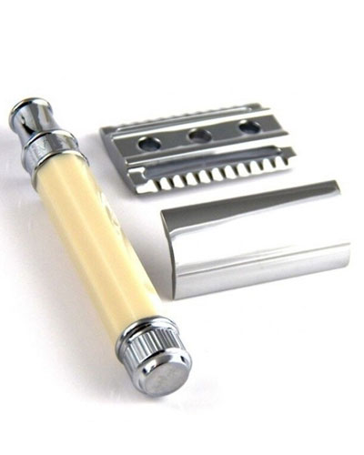 Т-образная бритва с восьмигранной ручкой имитация слоновой кости Edwin Jagger DE87811BL