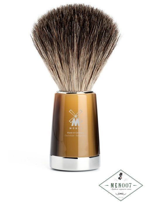 Помазок MUEHLE LISCIO, натуральный барсучий ворс, смола, цвет рога