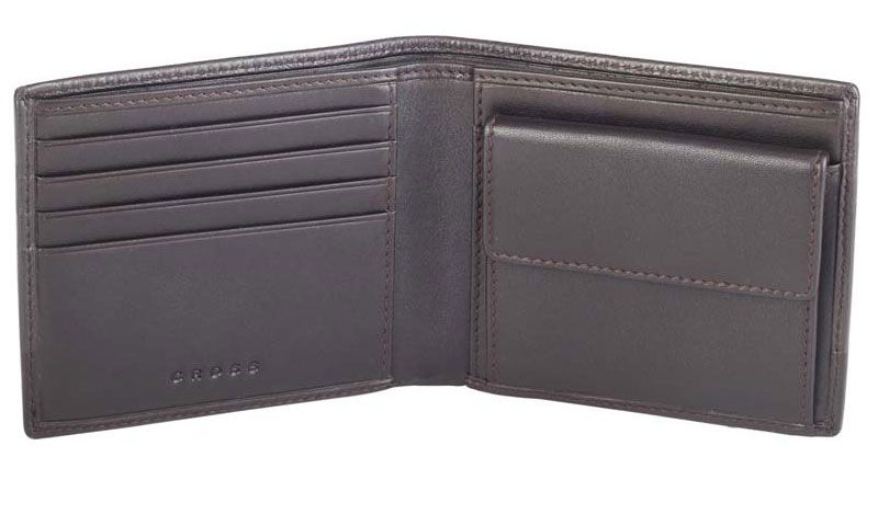 Кошелёк, Cross Nueva FV, кожа наппа, фактурная, коричневый, 11 х 1,5 х 9 см