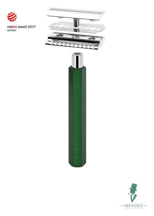 Бритвенный набор MUEHLE HEXAGON, зеленый, барсучий ворс высшей категории Silvertip, Т-образная бритва