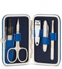 Маникюрный набор из 5 предметов в сине/голубом футляре Truefitt & Hill под кожу крокодила