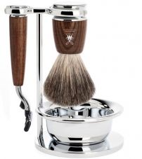 Бритвенный набор MUEHLE RYTMO, ясень, натуральный барсучий ворс, бритва Mach3, чаша