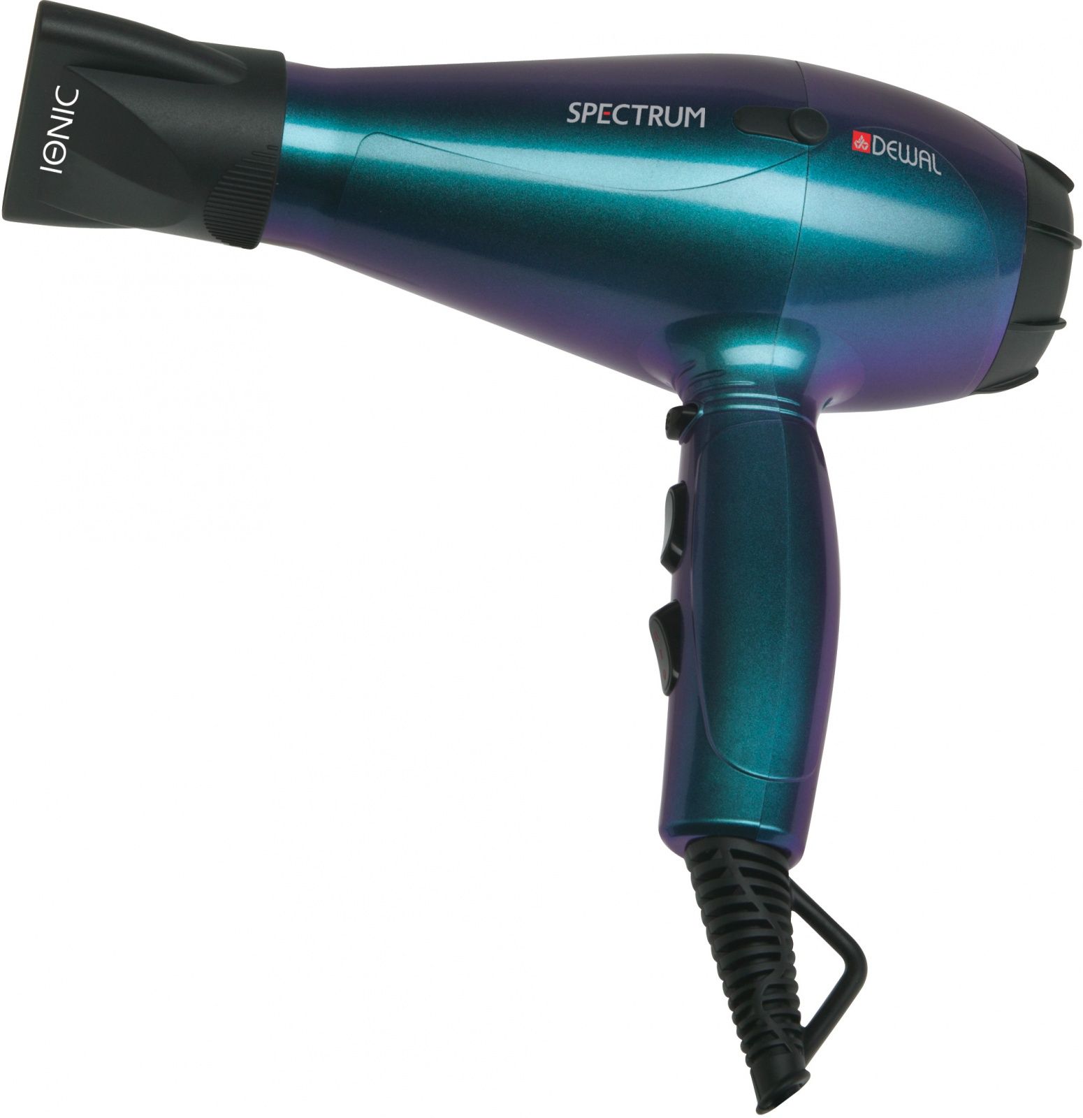 Фен DEWAL Spectrum бирюзовый хамелеон, 2200 Вт, ионизация, 2 насадки